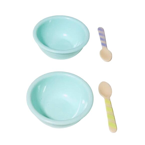NEW American Girl 2 BOWLS & 2 SPOONS Cereal Ice Cream Fruit Lunch Food Accessory - Picture 3 of 3